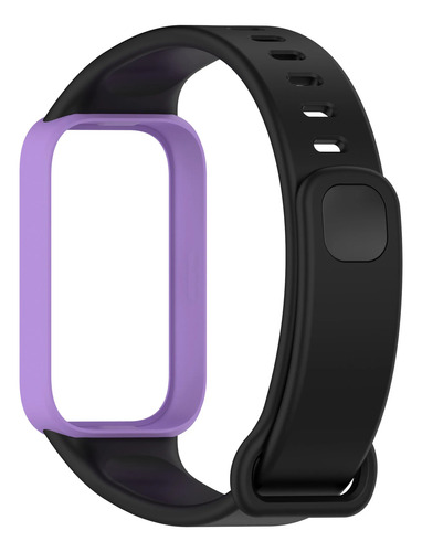 Correa Silicon Para Xiaomi Smart Band 9 Active, Redmi Band 3 Negro/lila