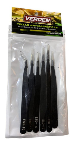 Juego De 6 Pinzas De Precisión Antimagnéticas De Acero Inox