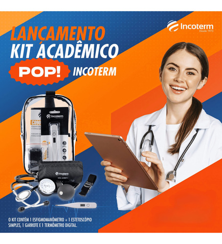 Kit Acadêmico Esfigmomanometro + Estetoscópio Simples