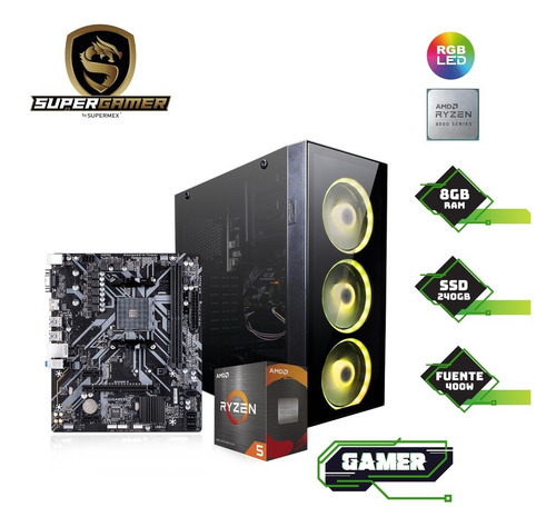 Imagen 2 de 9 de Pc Super Gamer Ryzen 5 5600g 3.9ghz Ram 8gb Ssd240gb Sg-001