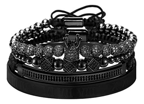 Brazalete - Imperial Crown King 18k Gold Cz Beads Bracelets 