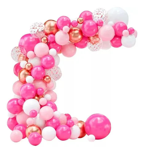 Arco De Globos Rosa Fucsia Confetti Barbie Decoracion Cumple