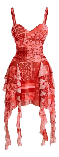 Vestido Estampado Microtul Importado Asimétrico Aesthetic
