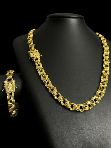 Kit Friso Triplos 12mm Fecho Mão Orando Banhado A Ouro 18k