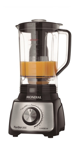 Liquidificador Turbo Mondial 1100w L-1100 Bi Preto/inox