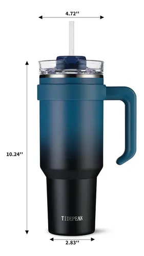 - Vaso De 40 Onzas Asa, Vaso Aislado Tapa Y Popote, Jar...