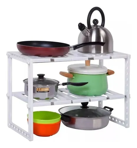 Mueble Organizador Estante Cocina Baño Ajustable 50 A 70 Cm Color Blanco