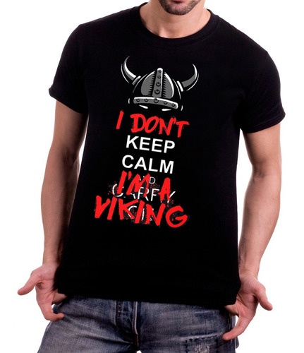 Imagem 3 de 4 de Camisa De Malha 100% Algodão Keep Calm I'm A Viking