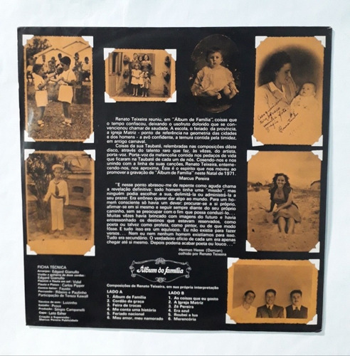 Lp / Renato Teixeira / Álbum De Família / 1971 Com Encarte (Usado)