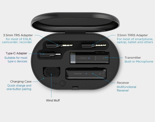 Imagem 7 de 7 de Microfone Boya Lapela Sem Fio By-wm3u Usb-c Smartphones