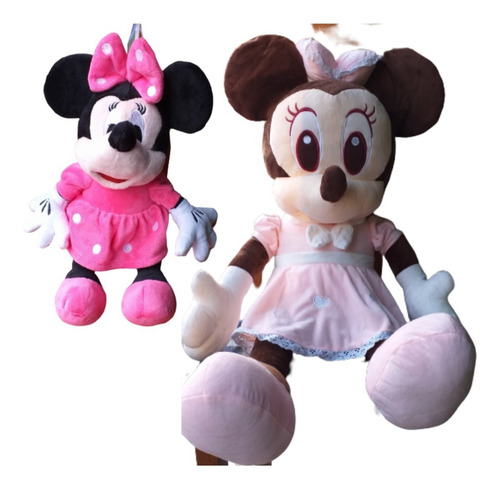 Minnie Peluche 80 Cm Color Rosada Y Una Pequeña Fucsia 25cm