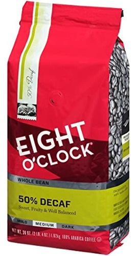 Granos De Café Enteros Eight O'clock, 50% Descafeinado