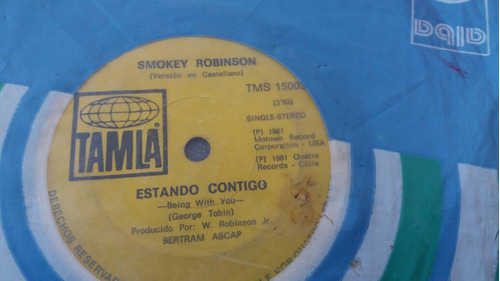 Vinilo Single De Smokey Robinson Estando Contigo (o-33