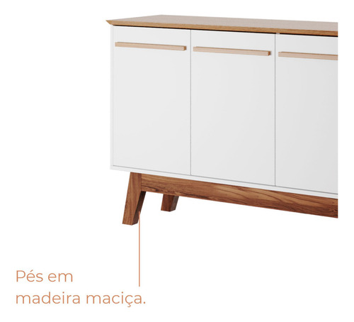 Buffet Babus Aparador Atta 4 Portas Moderno 160cm Cor Branco