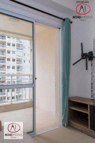 Imagem 10 de 30 de Apartamento Com 2 Dormitórios, Sala Com Sacada, Lazer Completo, 1 Vaga À Venda, 64 M² Por R$ 455.000 - Marapé - Santos/sp - Ap10953