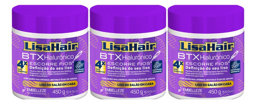 Botox Lisahair Hialuronico Realinhamento Capilar 450g-kit3un