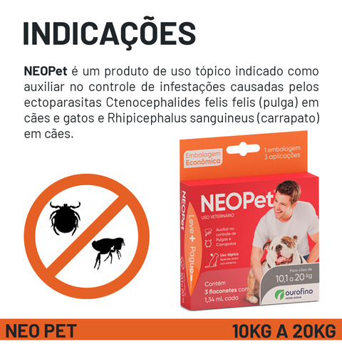 Antipulga Neopet C/ 3 Pipetas Caes 10kg A 20kg Ouro Fino