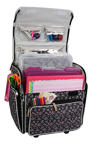 Deluxe Collapsible Rolling Craft Bag, Floral - Scrapboo...