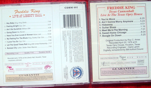 2 Cds Ao Vivo De Freddie King, Importados, Perfeito Estado. (Usado)