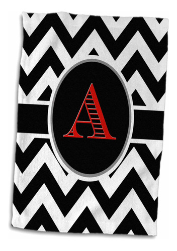 Diseño Chevron Blanco Negro 15.0 X 22.0 In Color Rojo