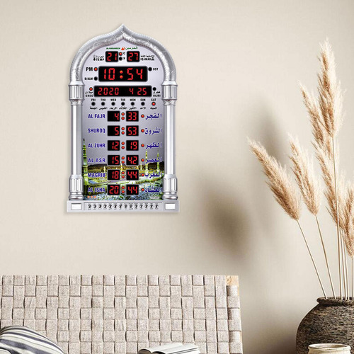 Reloj Led Azan, Reloj De Oración, Reloj Decorativo, Plata