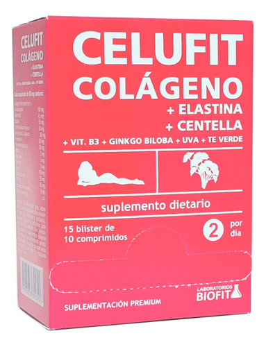 Celufit Colágeno Biofit 150 Comp, Elastina Centella Vita B3 Sabor Sin sabor