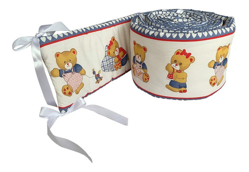 Protectores De Cuna Bumper Doble Vista Súper Suave Bambineto Ositos Cenefa