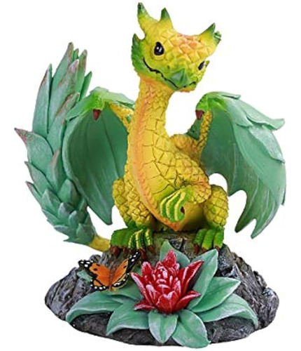 Pacific Giftware Pt Flor De Piña Pequeño Dragón Figura De Re