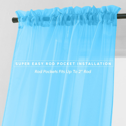 Cortinas Transparentes De 2 Piezas 102 X 213 Cm Color Turque