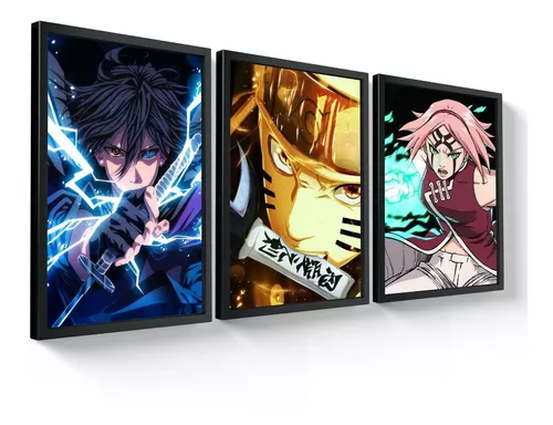 Quadro decorativo emoldurado sasuke taka naruto classico retroPara