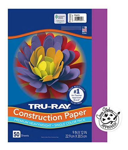 Papel Construcción Tru-ray Magenta, 50 Hojas, 76 Lb.