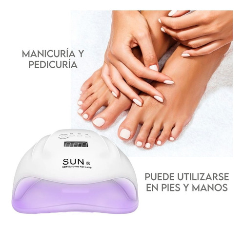 Imagen 3 de 10 de Cabina Uv Led Para Uñas Sun 54w Unas Esculpidas Gelificadas