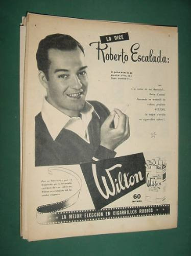 Publicidad Galan Roberto Escalada Cigarrillos Wilton Cine