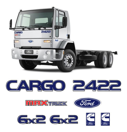 Imagem 1 de 5 de Kit Adesivos Cargo 2422 Max Truck 6x2 Emblema Caminhão Ford