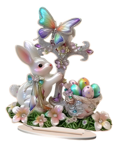 Letrero De Mesa Con Escena De Huevo Y De Pascua