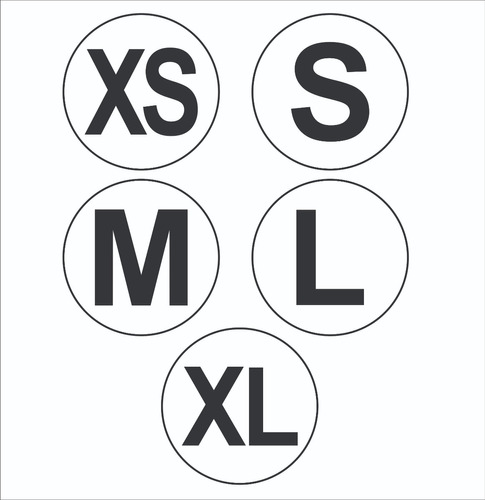 Etiquetas Adhesivas Con Talles Letras (xs-s-m-l-xl) 375 Unid