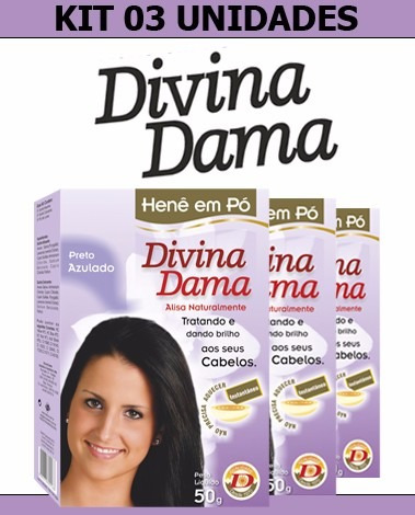 Kit 03 Divina Dama Em Pó (preto Azulado 50g)