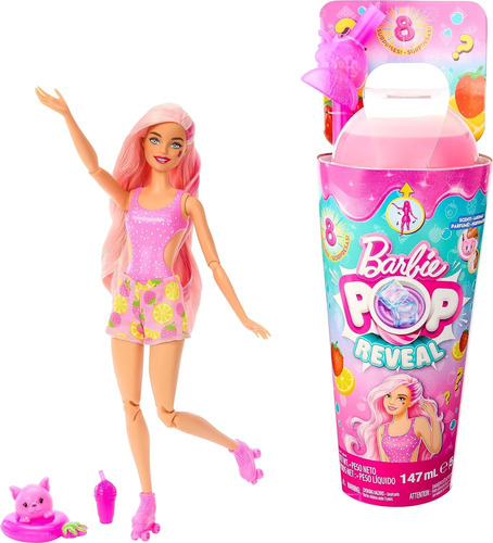 Barbie Pop Reveal. Slime. Fresa. 8 Sorpresas. Mattel