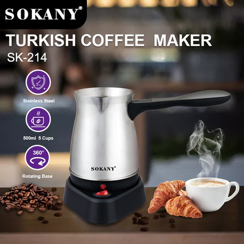 Cafetera Eléctrica Griega Turca, 220 V, 5 Tazas, Inoxidable