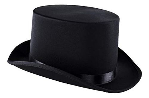 Sombrero De Copa De Satén Negro Mago Estilo Masquerade Acces