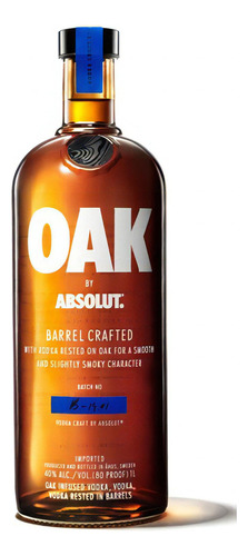 Vodka Absolut Oak Añejo Barrel Craft Litro + Barbijo !