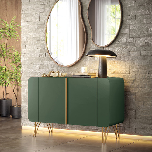Buffet Benvenuto Mdp/mdf Com Pé Em Aço Verde Pistache