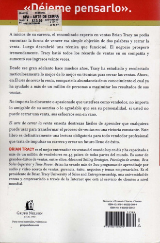El Arte De Cerrar La Venta. Brian Tracy