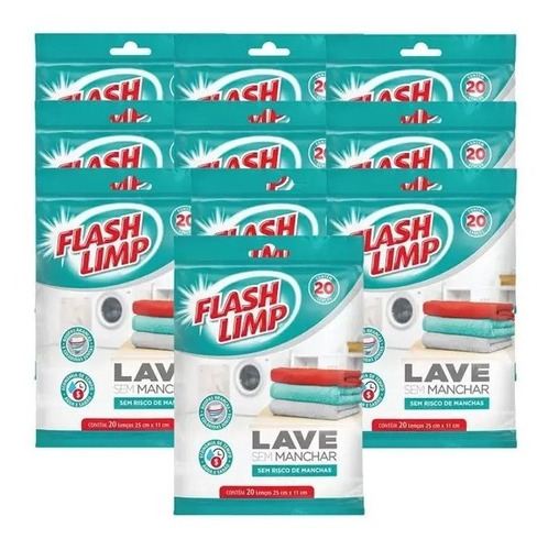 Lave Sem Medo Flashlimp Lenços Lavar Roupas Coloridas C/200