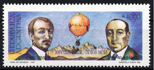 Argentina 1991 Gj 2548** Mint 75º Cruce Aéreo De Los Andes A