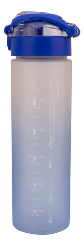 Botella Tritán Para Agua Conteo Motivador Hidratación 630 Ml Color Azul