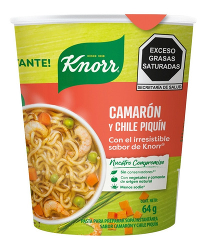 Knorr Sopa Lista En Vaso Camaron Chile Piquin 64g