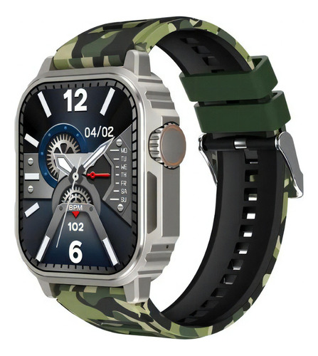 Relógio Inteligente Blulory Sv Watch Camuflado Cor Da Caixa Prateado Cor Da Pulseira Verde-escuro Cor Do Bisel Prateado