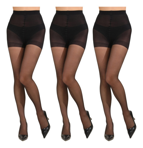 3 Pairs Women's Pantyhose With 20d Invisible Reinforced