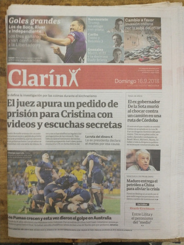 Diario Clarín Domingo 16 De Septiembre 2018